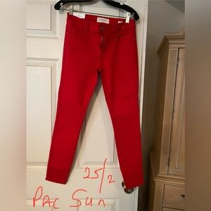 PacSun new with tags red super stretch ankle jeggings size 25 . women or juniors